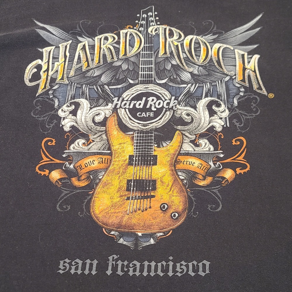 Hard Rock Cafe T-Shirt Mens XXL Black San Francisco Guitar Graphic Vintage Tee